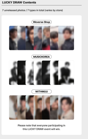 Pre-order BTS Arirang Lucky Draw (Set 7 card full phí, album chưa bao gồm ship Hàn - Việt)