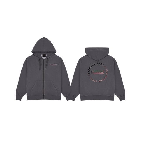 (DEADLINETOUR) BLACKPINK HEAT REACTIVE ZIP-UP HOODIE_CHARCOAL_M