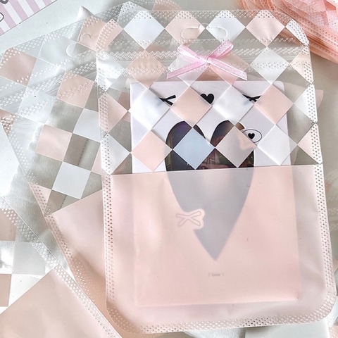 Set 10 túi zíp hồng 10.5x15cm