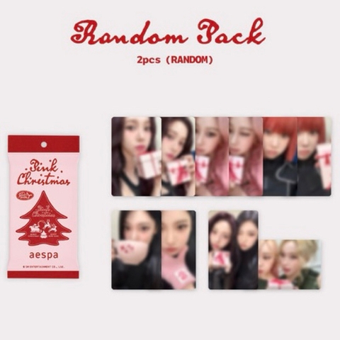 aespa 2024 PINK CHRISTMAS PHOTO CARD RANDOM PACK  - GÓI THẺ ẢNH GIÁNG SINH HỒNG 2024 NGẪU NHIÊN