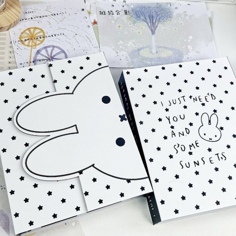 Binder, bìa album ảnh, bìa sổ còng A5 đựng ảnh, đựng giấy thỏ trắng chấm bi đáng yêu