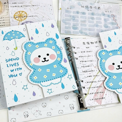 Binder, bìa album ảnh, bìa sổ còng A5 đựng ảnh, giấy viết Gấu Rainy Day