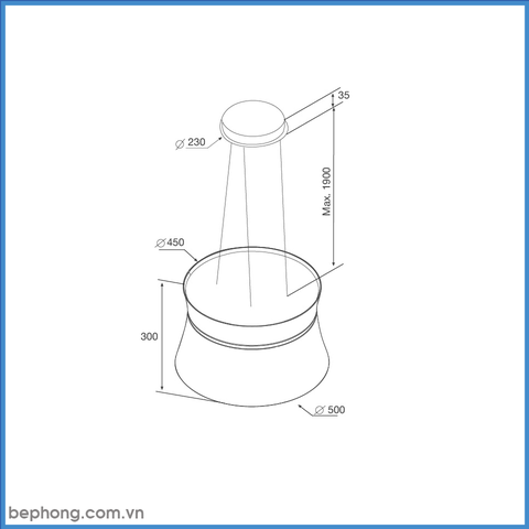 Máy Hút Mùi Đảo Malloca SOPHIE K-500W