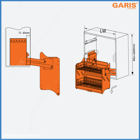 Giá Bát Nâng Hạ 900mm Garis ML06.90N