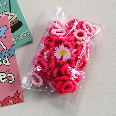 COMBO 5 TÚI (8.5K/ TÚI) TÚI ZIP 100 CHUN BUỘC TÓC HOA MỀM CHO BÉ 1136