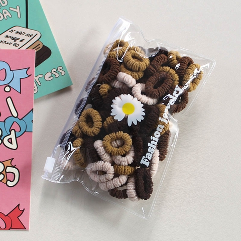 TÚI ZIP 100 CHUN BUỘC TÓC HOA MỀM CHO BÉ 1136