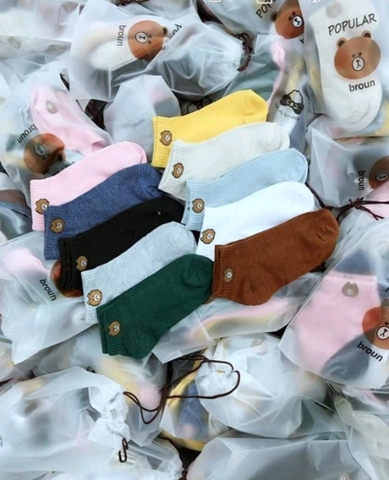 COMBO 10 SET (23.5K/ SET) SET 10 TẤT GẤU KÈM TÚI GẤU- LỚN