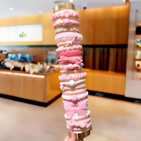 COMBO 5 ( 20K/ ỐNG) ỐNG 20 CHUN BUỘC TÓC HỒNG MIX MẪU