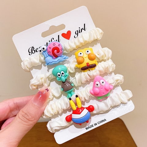 COMBO 5 VĨ (10K/VĨ) VĨ 5 CHUN BUỘC TÓC NHÚNG TRẮNG ICON- MS904