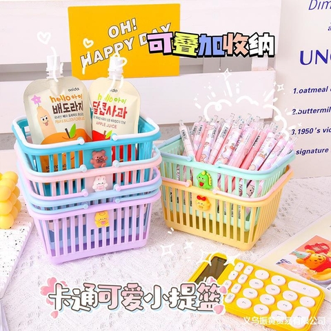 COMBO 50 CÁI (9K/CÁI) RỔ NHỰA ĐÍNH CHARM VUÔNG ĐỰNG MỸ PHẨM VẬT DỤNG CÁ NHÂN SIZE 14