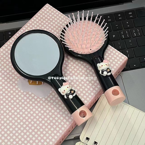 COMBO 5 CÁI (16K/CÁI) LƯỢC KÈM GƯƠNG KITTY ĐEN- MS1157