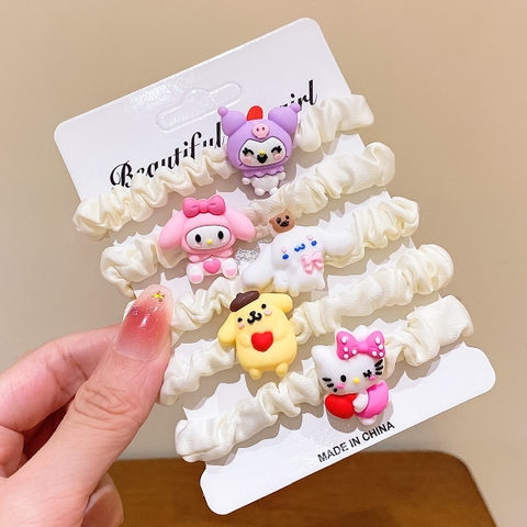 COMBO 5 VĨ (10K/VĨ) VĨ 5 CHUN BUỘC TÓC NHÚNG TRẮNG ICON- MS904