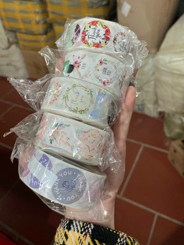 CUỘN 500 STICKER CẢM ƠN GÓI QUÀ CỰC XINH