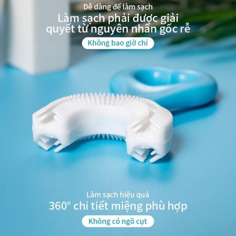 Bàn chải cho bé tập đánh răng chữ U, chất liệu Silicone dành cho bé từ 2-12 tuổi