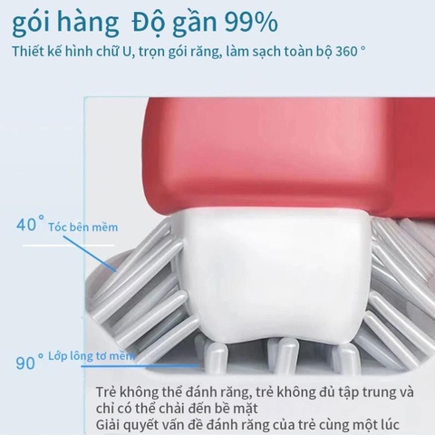 Bàn chải cho bé tập đánh răng chữ U, chất liệu Silicone dành cho bé từ 2-12 tuổi