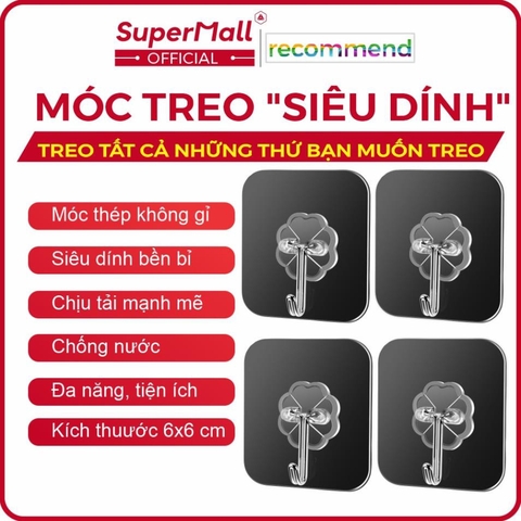 Móc dán tường - Móc treo siêu dính đa năng - khả năng bám cực chắc, chịu tải cao