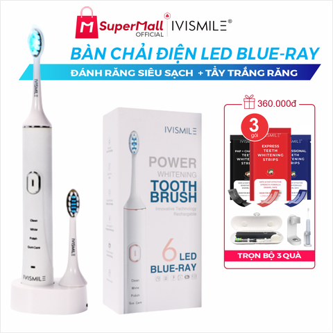 Bàn chải đánh răng điện tích hợp LED tẩy trắng răng IVISMILE LED Sonic Electric Toothbrush PRO Limited Edition