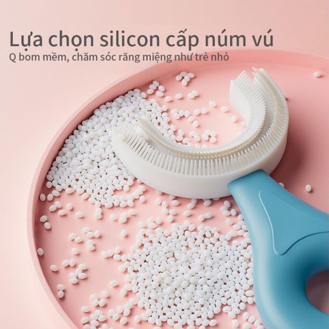 Bàn chải cho bé tập đánh răng chữ U, chất liệu Silicone dành cho bé từ 2-12 tuổi