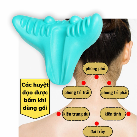 Gối massage cột sống cổ, bấm huyệt cổ vai gáy, hỗ trợ nắn chỉnh, phục hồi chức năng cổ vai gáy