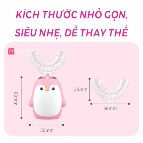 Bàn chải điện chữ U cho bé WEKOME, 2-8 tuổi, hình gà con, chống nước, sạc, có nhạc, đèn LED trắng răng, kích thích mọc răng