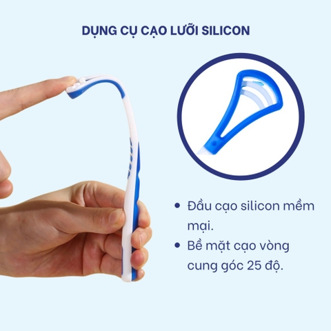 Cây nạo lưỡi 2 mặt, dụng cụ cạo lưỡi silicon cao cấp, giúp làm sạch lưỡi, giảm hôi miệng