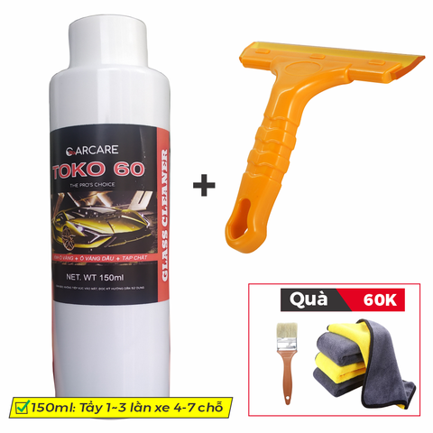 TOKO 60 - Dung dịch tẩy ố kính ô tô tại nhà, tẩy cặn canxi, ố mốc kính ô tô, ố màng dầu, lựa chọn hàng đầu của Garage