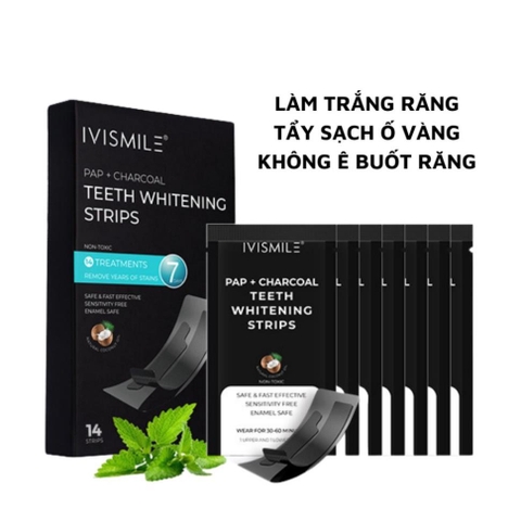 [Hộp 14 gói] Miếng dán trắng răng IVISMILE làm trắng tại nhà an toàn không ê buốt, không bào mòn