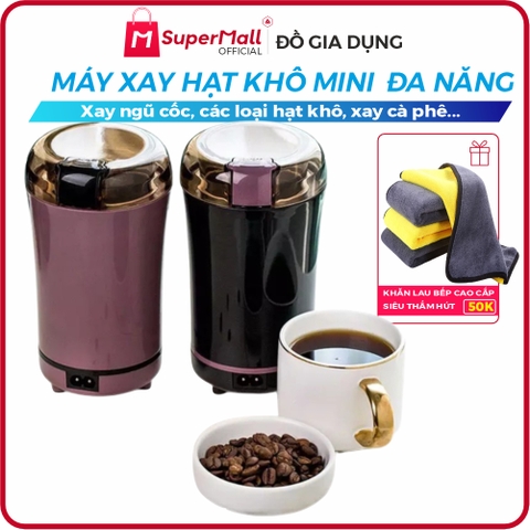 [Sale 𝟑𝟓%+🎁Quà] Máy xay hạt khô, máy xay bột ngũ cốc, cafe, xay các loại hạt cực nhanh chỉ từ 6 đến 18 giây