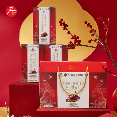 Thực phẩm bổ sung Royal Red Ginseng Cordyceps Saffron Gold (20 gói và 60 gói)