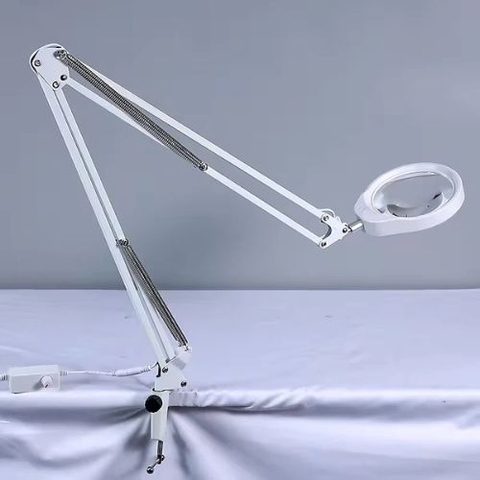 Kính lúp công nghiệp gắn bàn có đèn TERINO DE-27W (phóng đại 10X và 20X, Led, màu trắng)