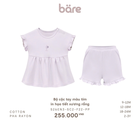 Bộ cộc tay màu tím in họa tiết xương rồng