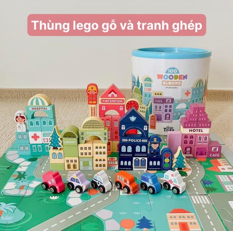 BB.0053 Đồ chơi bộ lego 100 khối gỗ