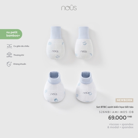 Set BTBC xanh biển họa tiết táo