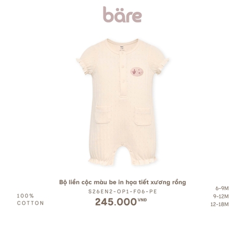 Bộ liền cộc màu be in họa tiết xương rồng