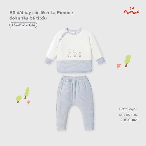 Bộ dài tay cúc lệch La Pomme đoàn tàu bé tí xíu 15457