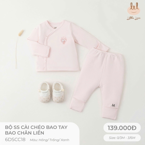 Bộ sơ sinh cài chéo bao tay bao chân liền