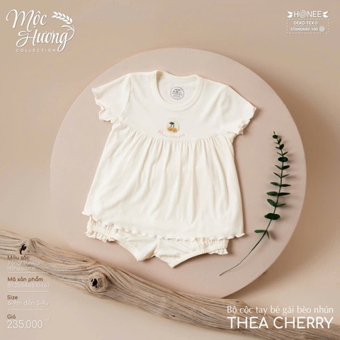 Bộ cộc tay bé gái bèo nhún Thea Cherry