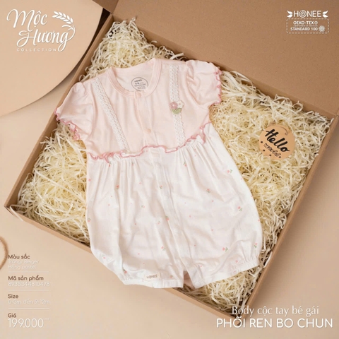 Body cộc tay bé gái phối ren bo chun