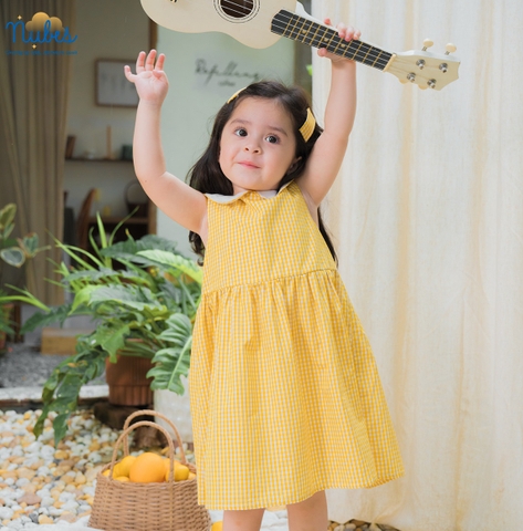 Váy Caro Cổ Sen Nắng Mai