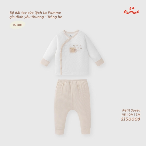 Bộ dài tay cúc lệch La Pomme gia đình yêu thương 15481