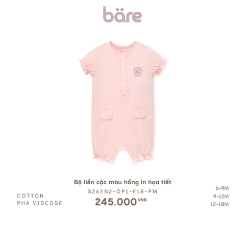 Bộ liền cộc màu hồng in họa tiết
