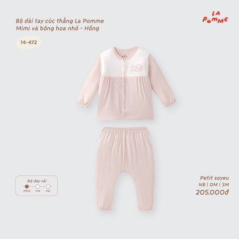 Bộ dài tay cúc thẳng La Pomme Mimi và bông hoa nhỏ