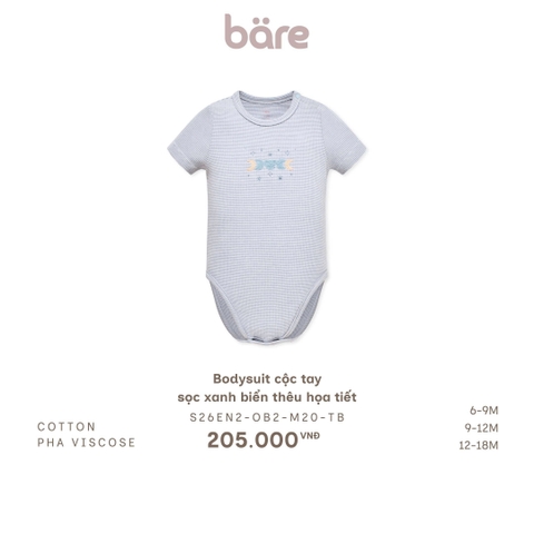 Bodysuit cộc tay sọc xanh biển thêu họa tiết
