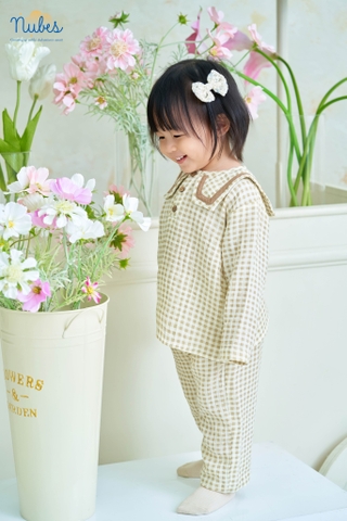 Bộ Pyjama Muslin Dài Tay Thủy Thủ