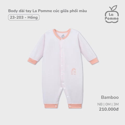 Body dài tay La Pomme cúc giữa phối màu