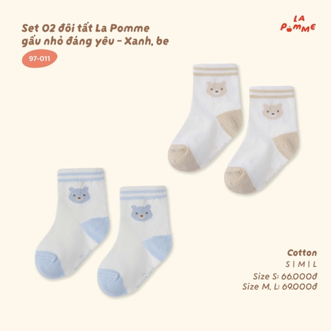 Set 02 đôi tất La Pomme gấu nhỏ đáng yêu