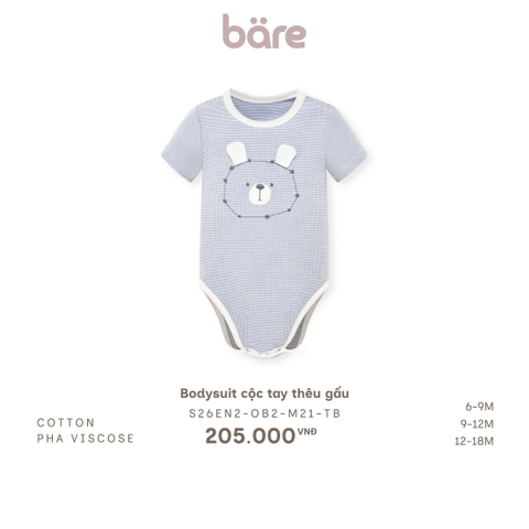 Bodysuit cộc tay thêu gấu