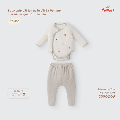 Body chip dài tay quần dài La Pomme chú sóc và quả sồi