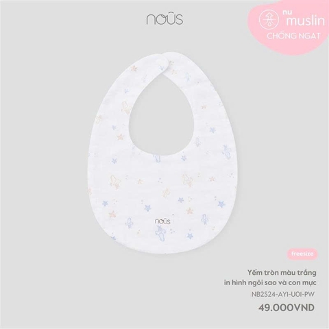 Yếm tròn màu trắng in hình ngôi sao và con mực