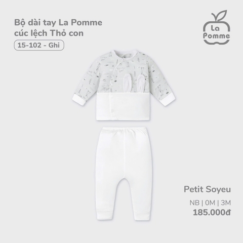 Bộ Dài Tay La Pomme Cúc Lệch Thỏ Con Ghi 15102
